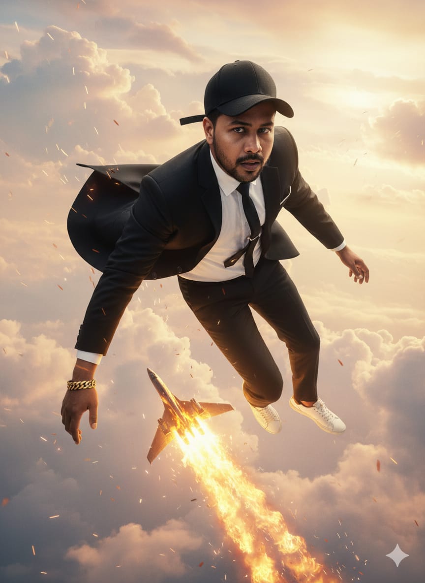 Instagram trending man flying for sky video editing